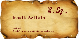 Mravik Szilvia névjegykártya